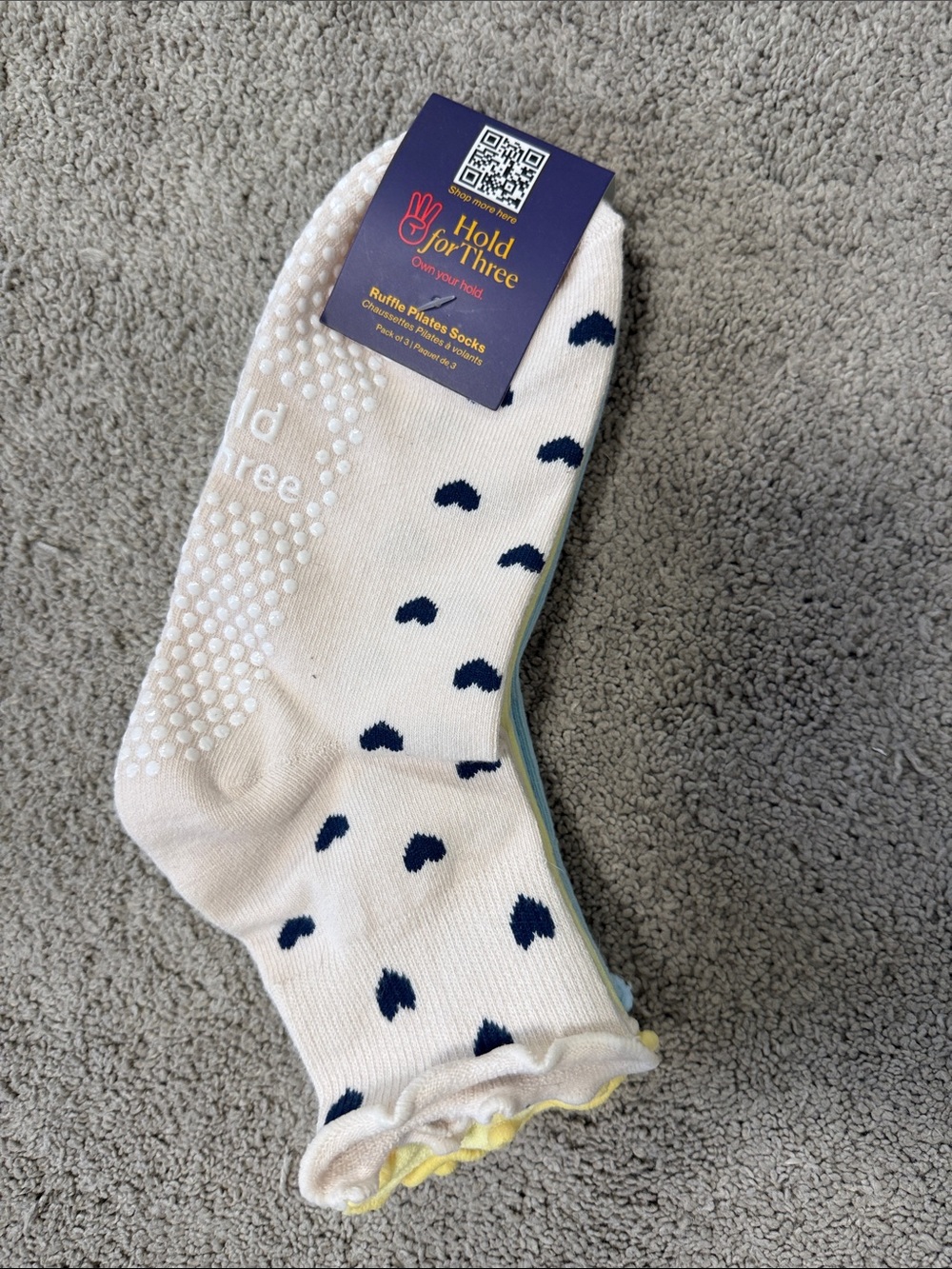 3 pack of Pilates Ankle Socks with Ruffles